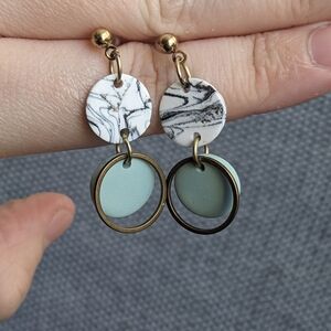 Sage & Marbled Clay Dangle Earrings